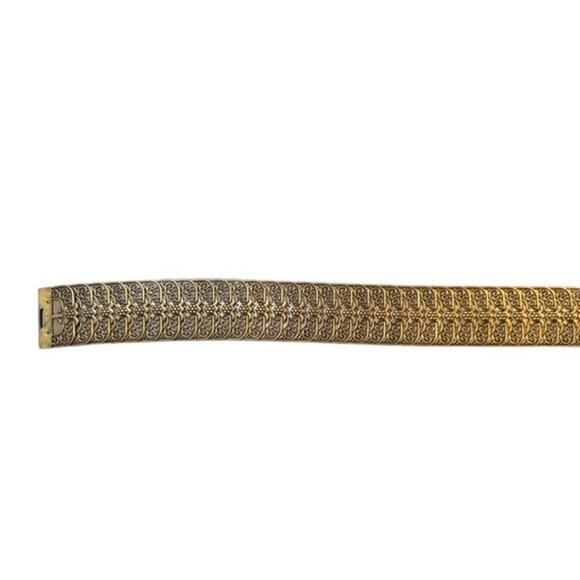Ornate Gold-Tone Lizard Buckle Filigree Stretch Belt Rhinestone Y2K main image 9